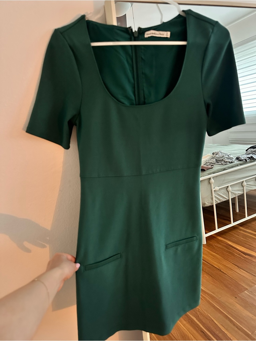 Abercrombie & Fitch Forest Green Scoop Neck Short Sleeve Dress